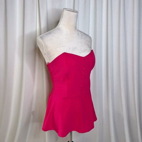 Monteau Los Angeles Pink Strapless Structure Bodice Flowy Hem Women's M Summer - Picture 9 of 16